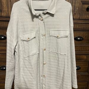 Casual Cream Button-Up Shirt